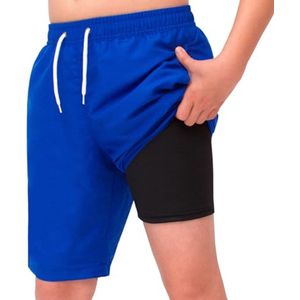 2-in-1 Zwembroek voor jongens - Sneldrogende Badmode met Compressie Binnenbroek