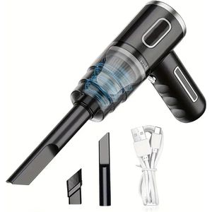Auto Stofzuiger Draadloos - Nat & Droog - Kruimelzuiger - Handstofzuiger - Kruimeldief - Draagbare Air Duster - USB Oplaadbaar - Zwart