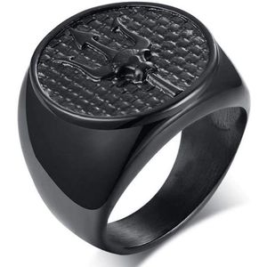 Mendes heren ring Edelstaal Trident Zwart-18mm