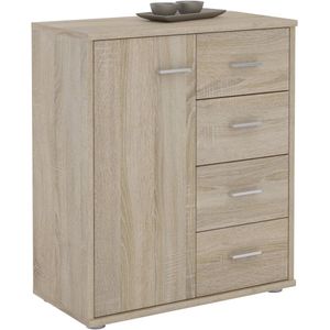 Dressoir met 1 deur en 4 laden in Sonoma eiken - Modern en Ruimtebesparend