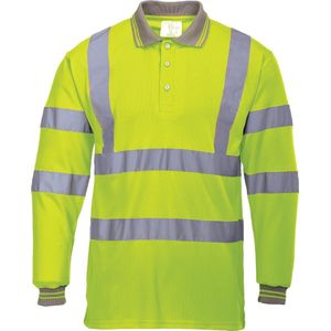 Hi-Vis Poloshirt Geel met lange mouw en reflectie strepen Maat 2XL.