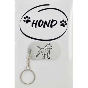 Pitbull sleutelhanger inclusief kaart – honden liefhebber cadeau - animals - Leuk kado voor je dieren liefhebber om te geven - 2.9 x 5.4CM