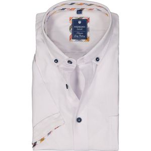 Redmond regular fit overhemd - korte mouw - Oxford - wit - Strijkvriendelijk - Boordmaat: 47/48