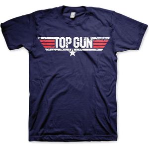 Top Gun Distressed Logo T-Shirt Navy-3XL
