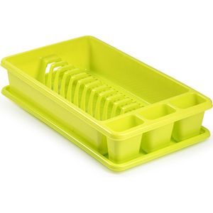 Plasticforte Afwas afdruiprek met lekbak - groen - kunststof - 45 x 26 x 9 cm