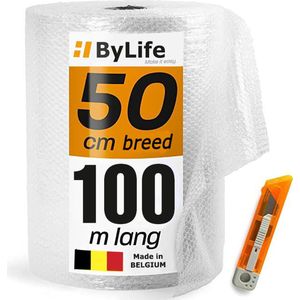 ByLife® Noppenfolie - Ideaal om breekbare spullen te verpakken - Luchtkussenfolie - Effectief voor verpakkingsmaterialen - Verpakkingsfolie - 50 cm x 100 m x 80 MY