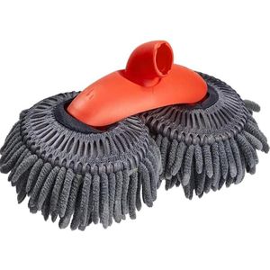 Autowasborstel met telescoopsteel 135 cm - chenille-microvezel auto reinigingsborstel voor auto camper vrachtwagen venster - multifunctioneel (Y-chenille reservekop) Telescopische wasborstel