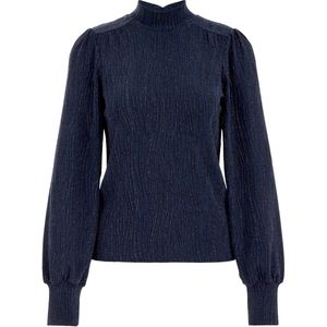 WE Fashion - Dames Top - Donkerblauw - Met Glittergaren