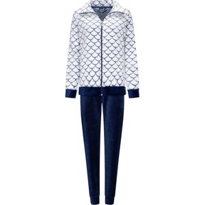 Rebelle dames huispak fleece - maat 46 - Glans waaiers - marine