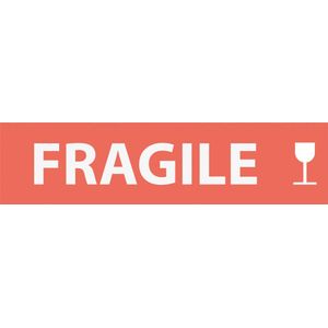 Fragile sticker met glas, oranje wit 300 x 75 mm