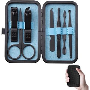 Manicure set - nagelset - luxe manicure - 7 in 1 roestvrij staal - professionele pedicure set - verzorgingshulpmiddelen met zwarte PU leren tas - beauty kit voor