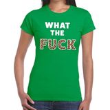 What the Fuck tijger print tekst t-shirt groen dames - dames shirt  What the Fuck tijger print L