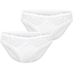 Merry Style Dames Slip Onderbroek - Katoen - Regular Taille - 2-Pack - MS-GAB-92-Hipsters-2P - Wit (2Pack) - S
