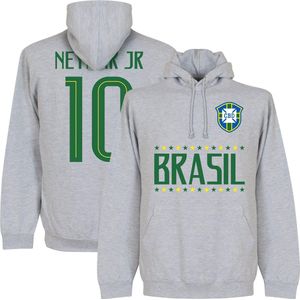 Brazilië Neymar JR 10 Team Hooded Sweater - Grijs - XL