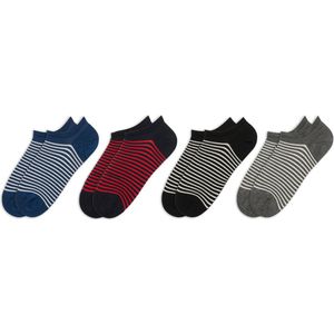 RAFRAY Bamboe Sokken - Premium Dunne Bamboe Enkelsokken in Cadeaubox - Gestreepte Sneaker sokken- Premium Bamboo Socks - Low Cut - 4 paar - Maat 40-44