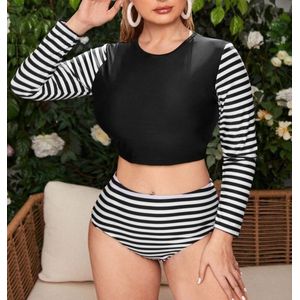 Grote maat zwempak zwemkleding tankini bikini maat 4xl eu 52 zwart wit gestreept