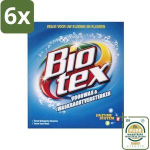 Biotex - Voorwas & Waskrachtversterker - Waspoeder - Witte en Gekleurde Was - 50 Wasbeurten - Voordeelverpakking - 6 stuks - Biologisch wasmiddel - Wasversterker