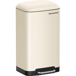 FurnStar - Pedaalemmer - Keukenbak - Vuilnisbak van 30 liter (8 gallon) - Stalen pedaalemmer met deksel en binnenemmer - Soft Close - Wolk wit