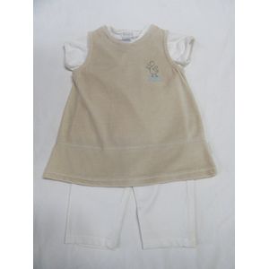 wiplala kledingset , kleedje, tshirt en legging, wit/ beige , 1 jaar 80
