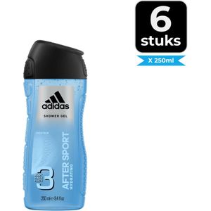 Adidas After Sport Hair & Body Douchegel - 250 ml - Voordeelverpakking 6 stuks