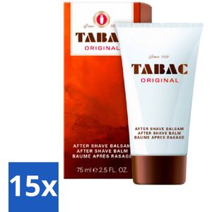 15 x Tabac Original Men - Aftershave Balsem - Verzachtend - 75 ml - Mannelijke Geur - Bergamot - Lavendel - Tabak
