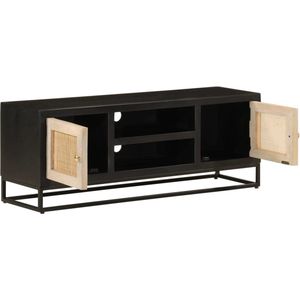 vidaXL Tv-meubel 110x30x40 cm mangohout zwart Tv-meubel - Tv-meubelen - Tv Kast - Opbergkast