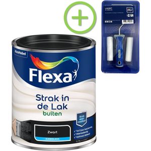 Flexa - Strak in de Lak - Zijdeglans - Buitenverf - Zwart - 750 ml + Lakroller