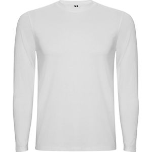 Wit Herenonderhemd met lange mouwen met ronde kraag in ribboord, 2XL - Soul