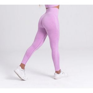 Mives® Sportlegging dames - Sportkleding dames - Sportbroek - Shape legging - Sportlegging dames high waist - Hardloopbroek - Yoga - Sport - LILA - Maat L