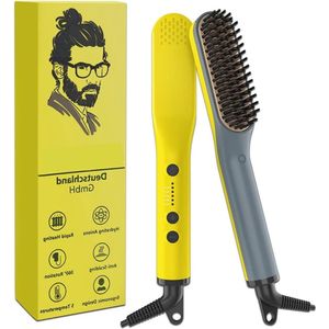 Luxe Baard Stijltang – 2-in-1 Baard Borstel - Baardstyler - Mini Stijltang Voor Kort Haar - Hot Comb - Haarverzorging - Voor Dun en Dik Haar – Tot 200 °C