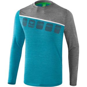 Erima 5-C Longsleeve Heren - Oriental Blue Melange / Grey Melange / Wit | Maat: M