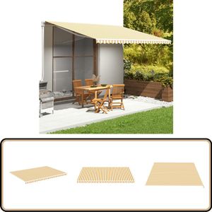 vidaXL Luifel Doek 5x3,5m Geel Wit Waterafstotend Luifeldoek - Zonnescherm - Buitendecoratie - Tuindeco - Veranda