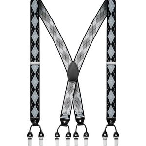 Vexel | Grijze X-vormige Bretels met Groot Diamantpatroon