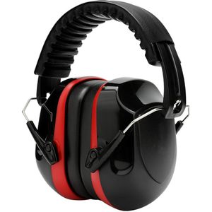Oorkappen met ruisonderdrukking, geluiddempende oorkappen, hoofdtelefoons met ruisonderdrukking voor volwassenen, kinderen, autisme, schietbaan, maaien, gehoorbescherming - rood