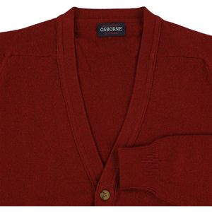Osborne Knitwear Cardigan met knopen - Lamswol - Paprika - M