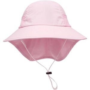 Babyhoed opvouwbare zonnemuts prinses roze met nekbescherming (S 45-60 cm)