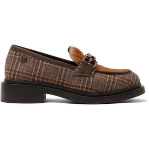 Lazamani - Oxford Dames Loafers Tartan Cognac - Maat 38