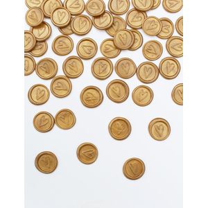 wax seals - hartje - goud - wax zegels - lakzegels - sluitzegels - zelfklevend - bruiloft - uitnodiging - geboortekaartjes (15 stuks)