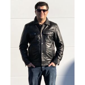 Dera Dore - Heren Leren Jas - Echt en Origineel Schapenleer Jas - Luxe en Stijlvol Jas - Donker Zwart - XL