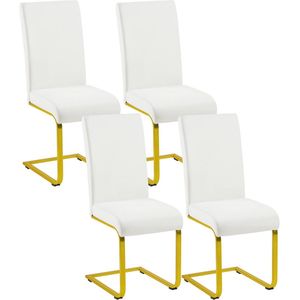 Set van 4 Schommelstoelen voor de Eetkamer - Wit - Ergonomisch Ontwerp en Comfortabel