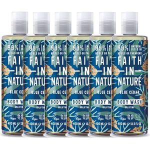 FAITH IN NATURE – Body Wash Blue Cedar – 6 pak – For Men – Natuurlijk - Voordeelverpakking