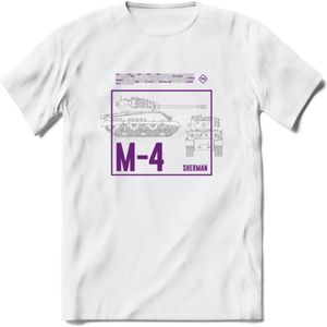 M4 Sherman leger T-Shirt | Unisex Army Tank Kleding | Dames / Heren Tanks ww2 shirt | Blueprint | Grappig bouwpakket Cadeau - Wit - XXL