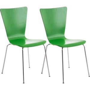 Bezoekersstoel Nora - Houten stoel groen - Set van 2 - Met rugleuning - Vergaderstoel - Zithoogte 45cm