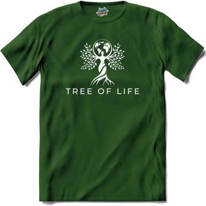 Tree Of Life | Yoga - Namaste - Yoga mat - T-Shirt - Unisex - Bottle Groen - Maat M