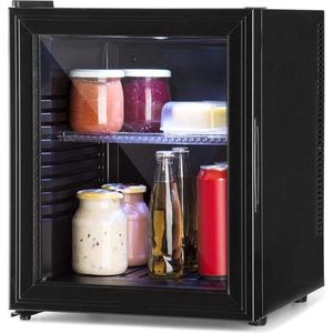 Luxe Mini Koelkast – Glazen Deur – Tafelmodel – Minibar – Skincare Fridge – Energiezuinig – Led Verlichting – 32L Inhoud – Zwart