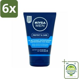 NIVEA MEN - Protect & Care - Reinigingsgel Gezicht - 100 ml - Voordeelverpakking - 6 stuks - Gezichtsreiniging - Mannelijke huid