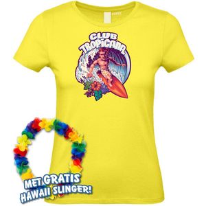 Dames t-shirt Surfing Man | Toppers in Concert 2024 | Club Tropicana | Hawaii Shirt | Ibiza Kleding | Lichtgeel Dames | maat L