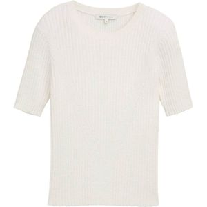 TOM TAILOR DENIM - Trui - Offwhite - Aansluitende Pasvorm - Halve Mouw