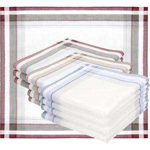 Set van 12 heren stoffen zakdoeken - 100% katoen - 43x43 cm - wasbaar