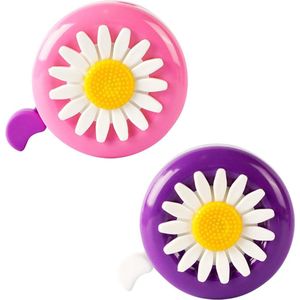 2 stuks schattige bloemenfietsbellen voor kleine kinderen - paars roze